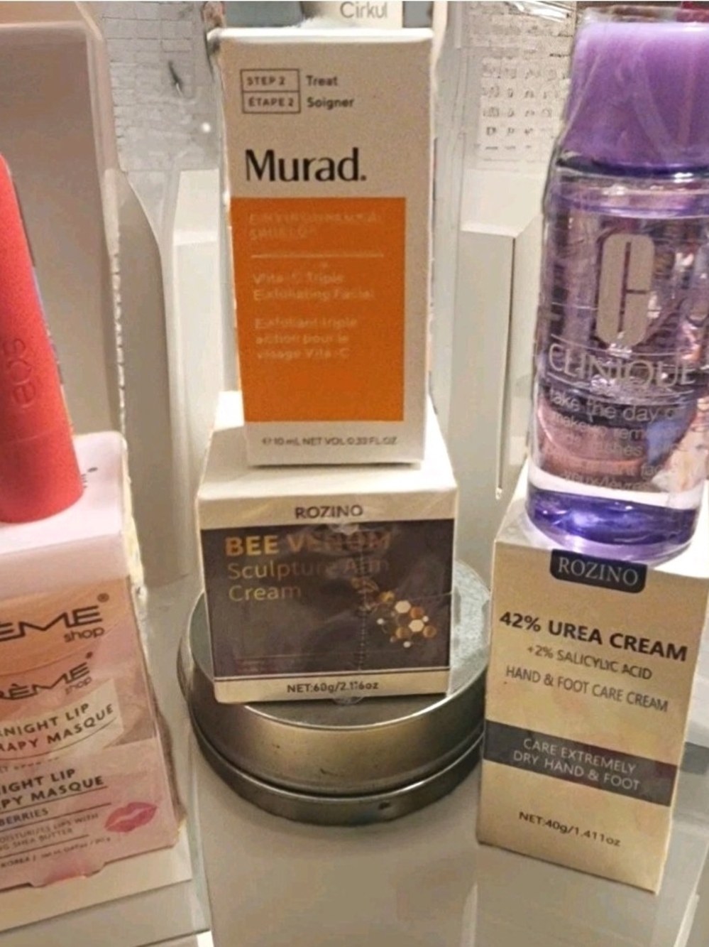 Clinique Makeup Remover, Murad Exfoliating Facial, Creme Overnight Lip Mask, EOS